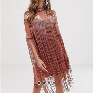 ASOS embroidered fringe dress